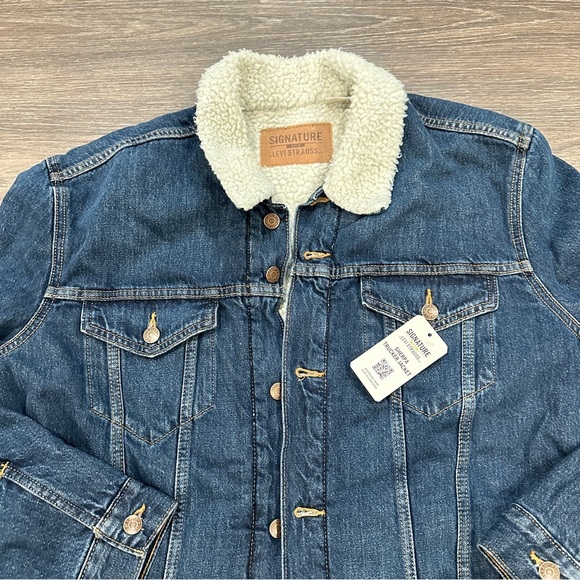 NWT Levi’s Men’s Sherpa Trucker Jacket in Television Blue sz S - Picture 4 of 10